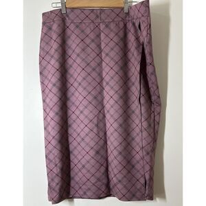 Liz Claiborne Women's XL Midi Faux Wrap Plaid Skirt